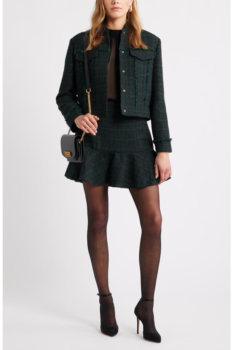 Tweed Bouclé Jacket, Alternate, color, GREEN- BLACK