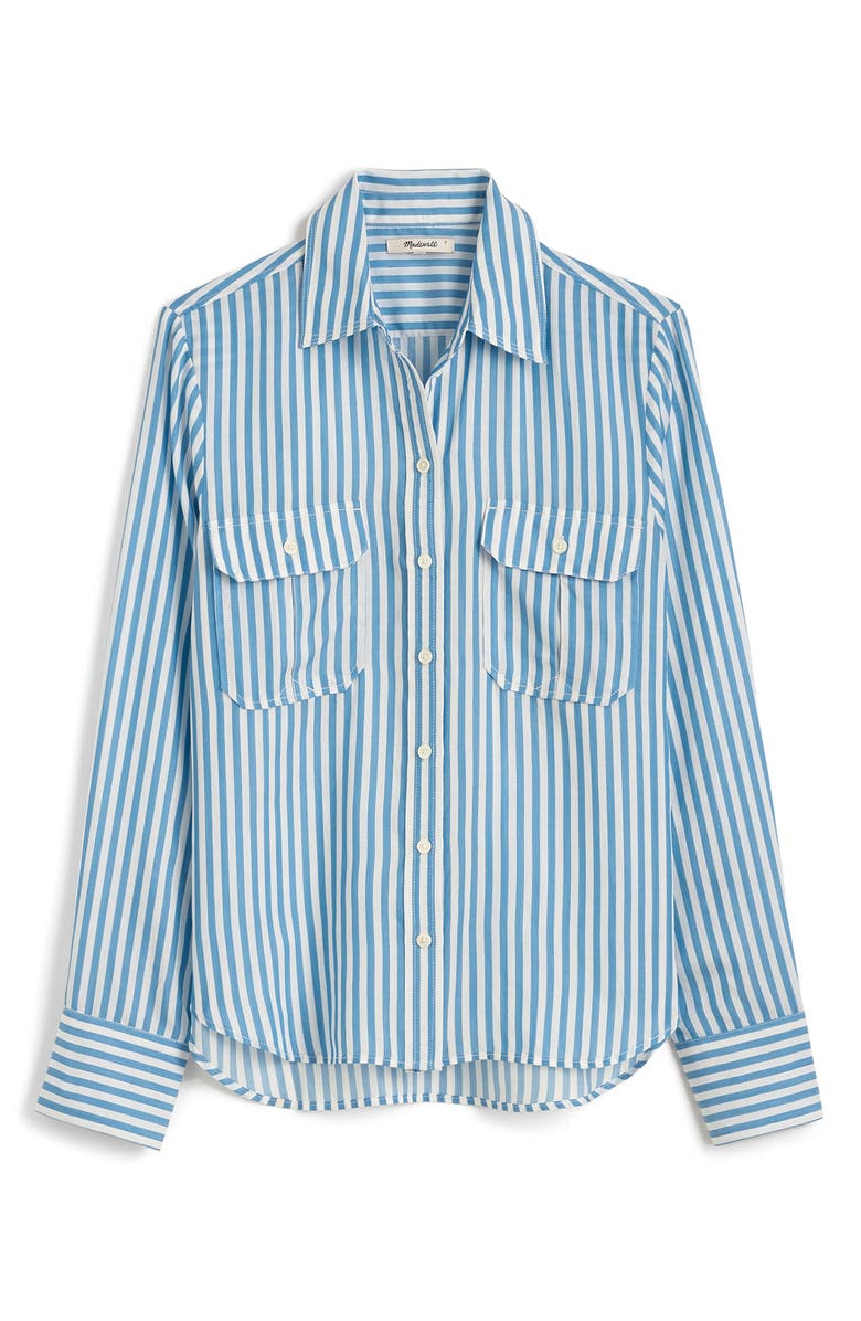 Madewell Stripe Utility Pocket Button-Up Shirt, Alternate, color, Waterfall