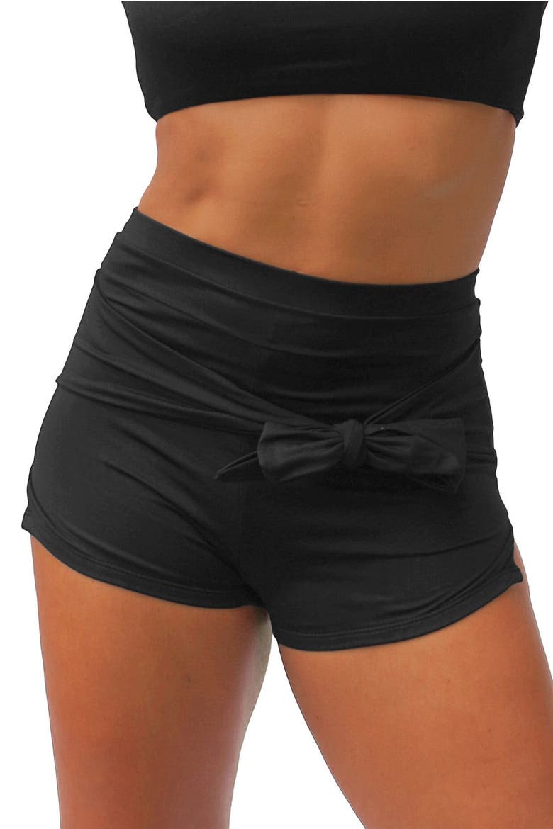 Moe Tie-Front Swim Shorts, Main, color, Black