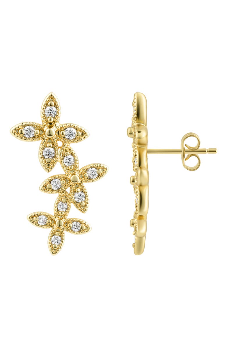 Adornia Curved Flower Stud Earrings, Main, color, Gold