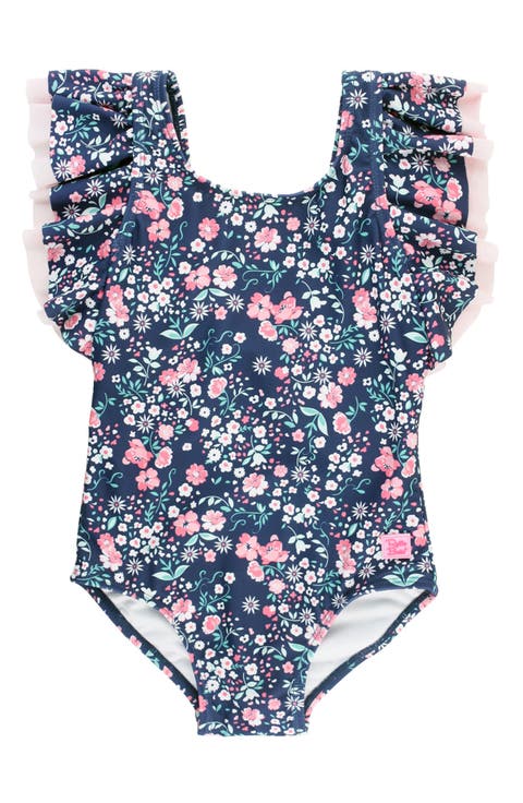 Kids' Moonlit Meadow Butterfly Sleeve One-Piece Swimsuit (Toddler, & Little Kid)
