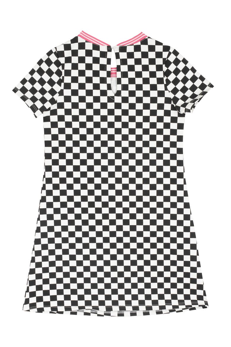 Kids' Appliquéd Checkered Dress, Alternate, color, BLACK
