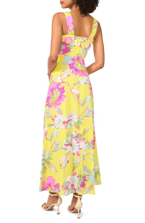 Shop Vince Camuto Floral Tiered Maxi Dress In Lime Green