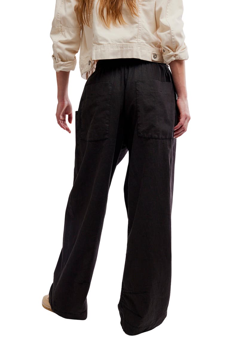 Chambers Drawstring Linen & Cotton Pants, Alternate, color, BLACK
