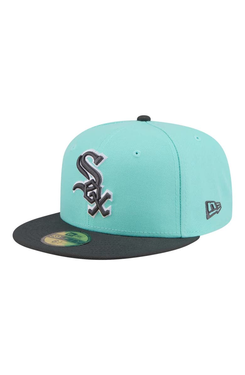 New Era Men's New Era Turquoise/Charcoal Chicago White Sox Two-Tone Color Pack 59FIFTY Fitted Hat, Main, color, Turquoise