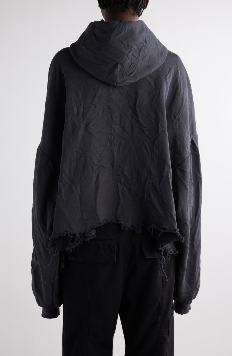 Balenciaga Logo Distressed Crop Graphic Hoodie, Alternate, color, Washed Black/ Blue