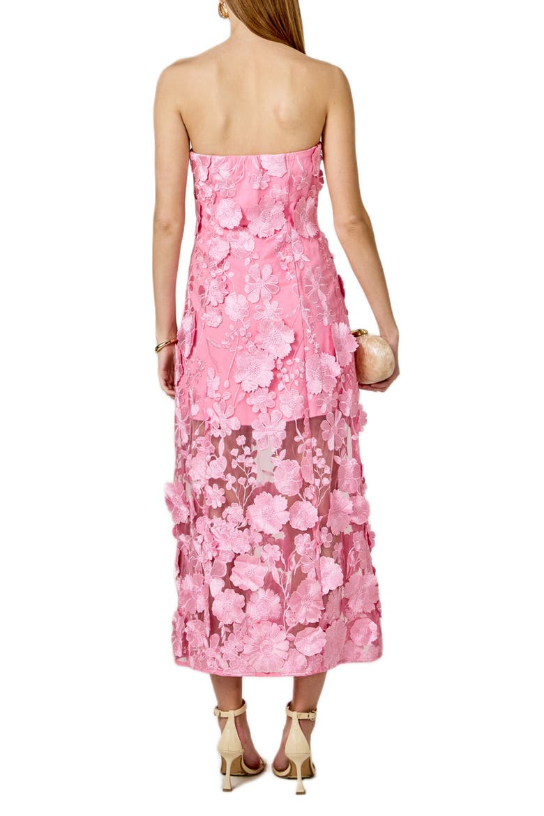 Floral Embroidery Strapless Dress, Alternate, color, PEONY PINK