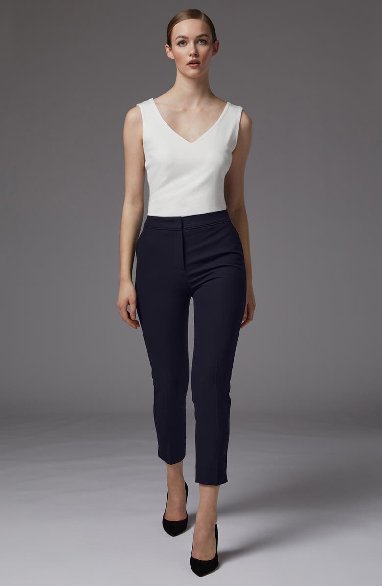 LK Bennett Wiley Crepe Slim Fit Pants, Alternate, color, Blue Navy