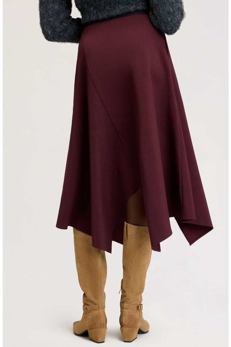 Asymmetrical Hem Midi Skirt, Alternate, color, DARK CHERRY