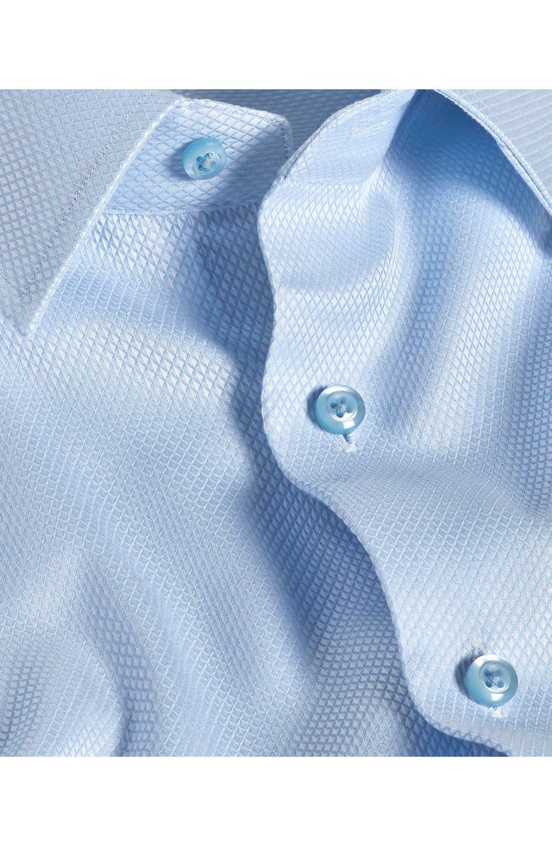 David Donahue Regular Fit Blue Micro Diamond Cotton Dobby Dress Shirt, Alternate, color, Sky