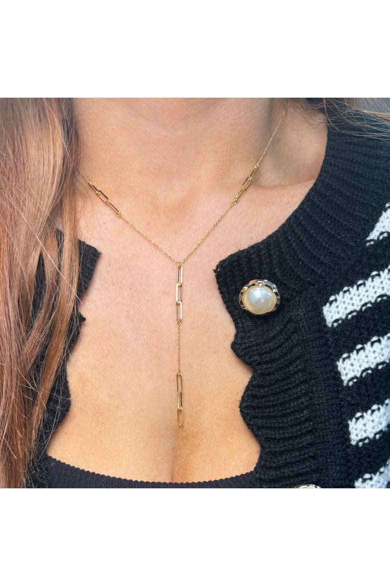 Paperclip Lariat Necklace, Alternate, color, Yellow Gold