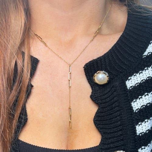 The Lovery Fine Jewelry Paperclip Lariat Necklace In Gold