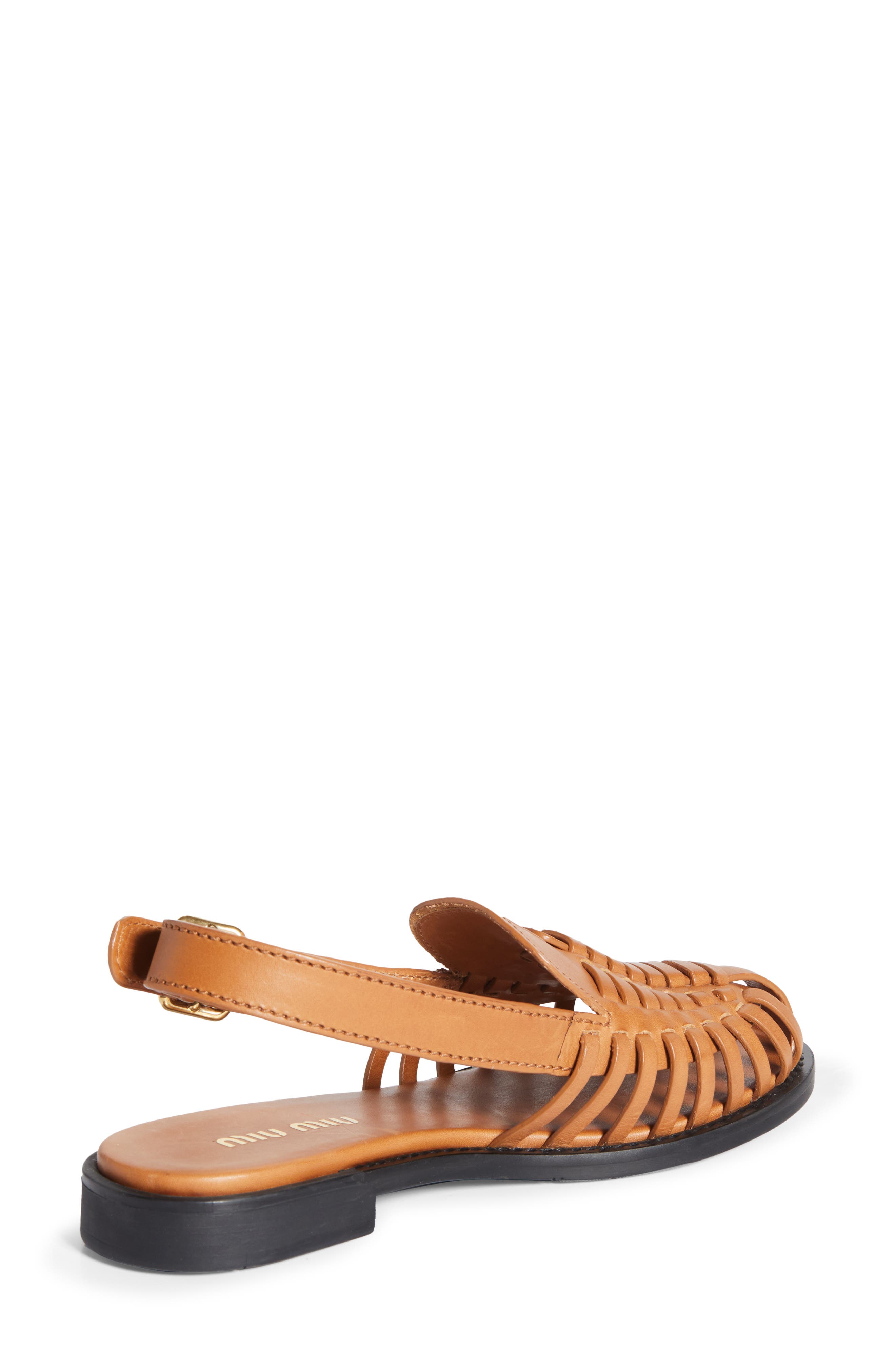Miu Miu Slingback Huarache Sandal, Alternate, color, Brown