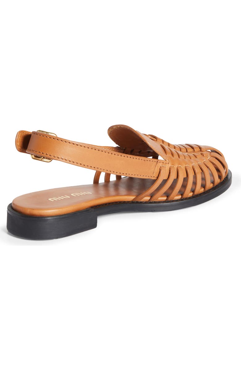 Miu Miu Slingback Huarache Sandal, Alternate, color, Brown