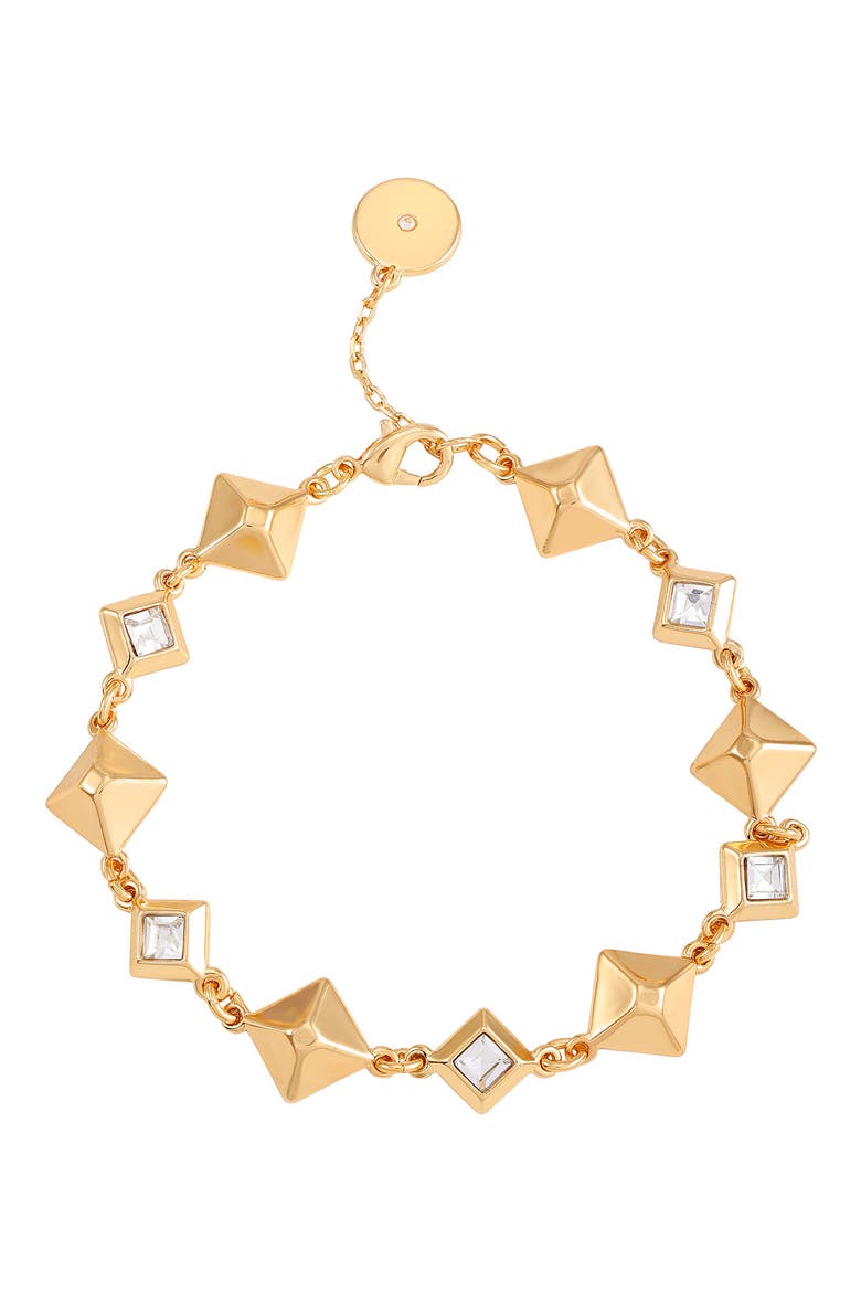 Crystal Pyramid Line Bracelet, Alternate, color, GOLDTONE