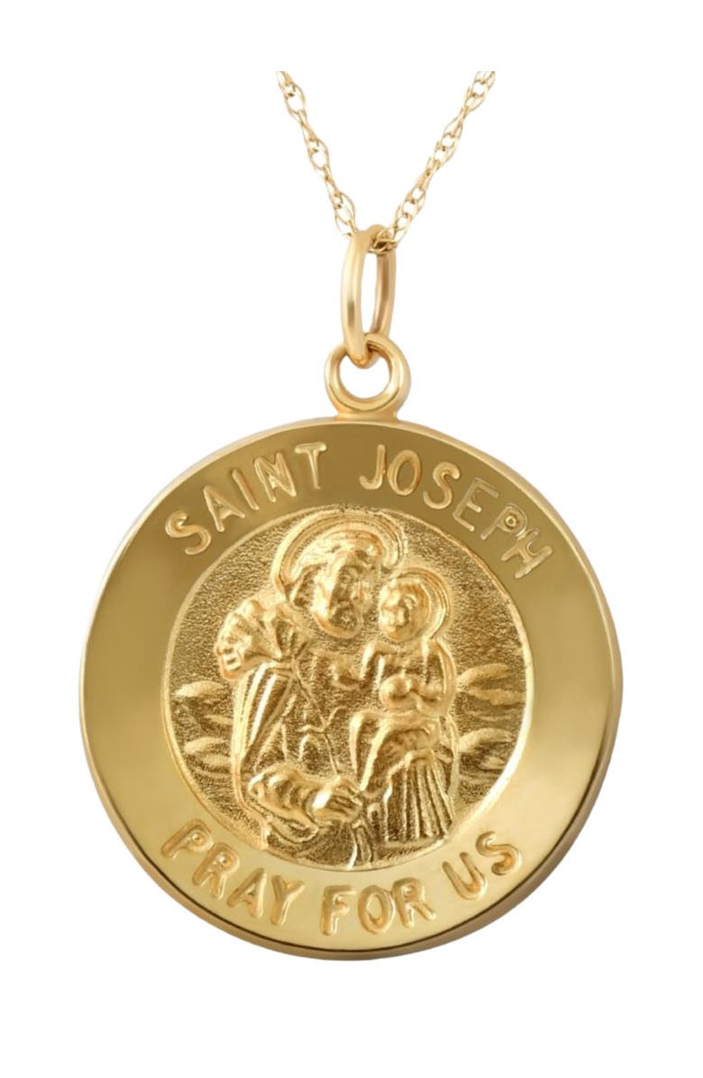 Bliss Diamond 14k Gold St. Joseph Medal Pendant .5" Tall 2.5 Grams, Main, color, 