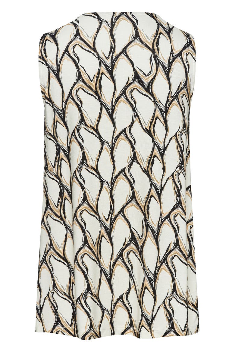 Printed V-Neck Tank Top, Alternate, color, Ivory Khaki