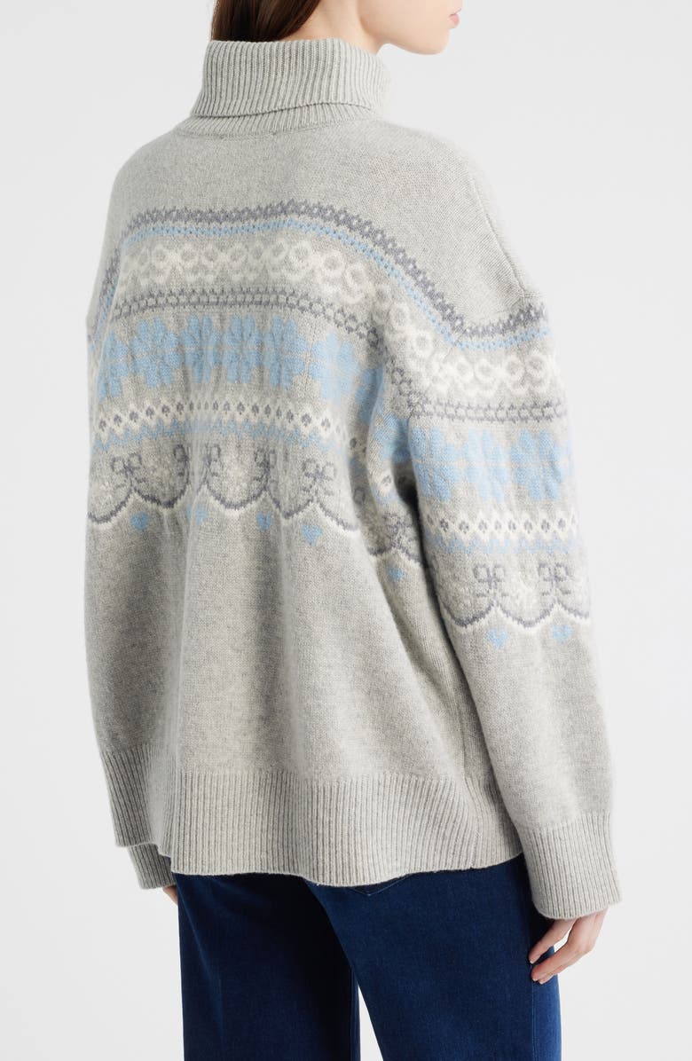 LoveShackFancy Mirin Wool Fair Isle Turtleneck Sweater, Alternate, color, Earl Gray