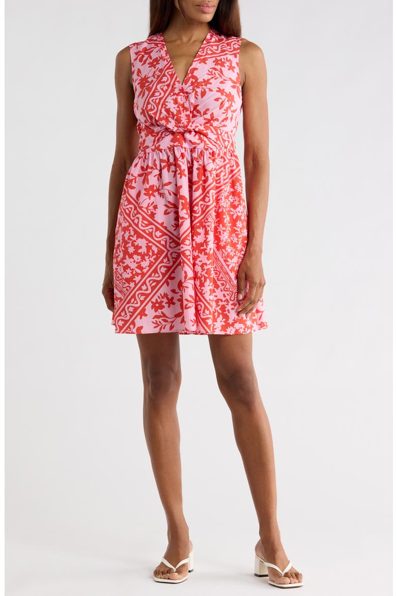 Nulla Front Twist Minidress, Main, color, PINK TILE