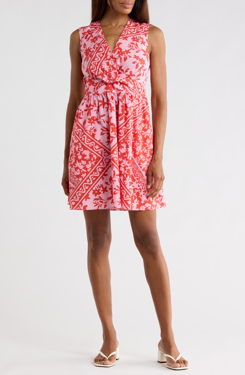 Derek Lam 10 Crosby Nulla Front Twist Minidress, Main, color, Pink Tile