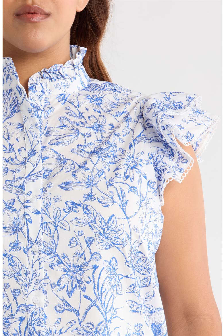 Eve Dacey Ruffle Top, Alternate, color, BLUE/ WHITE