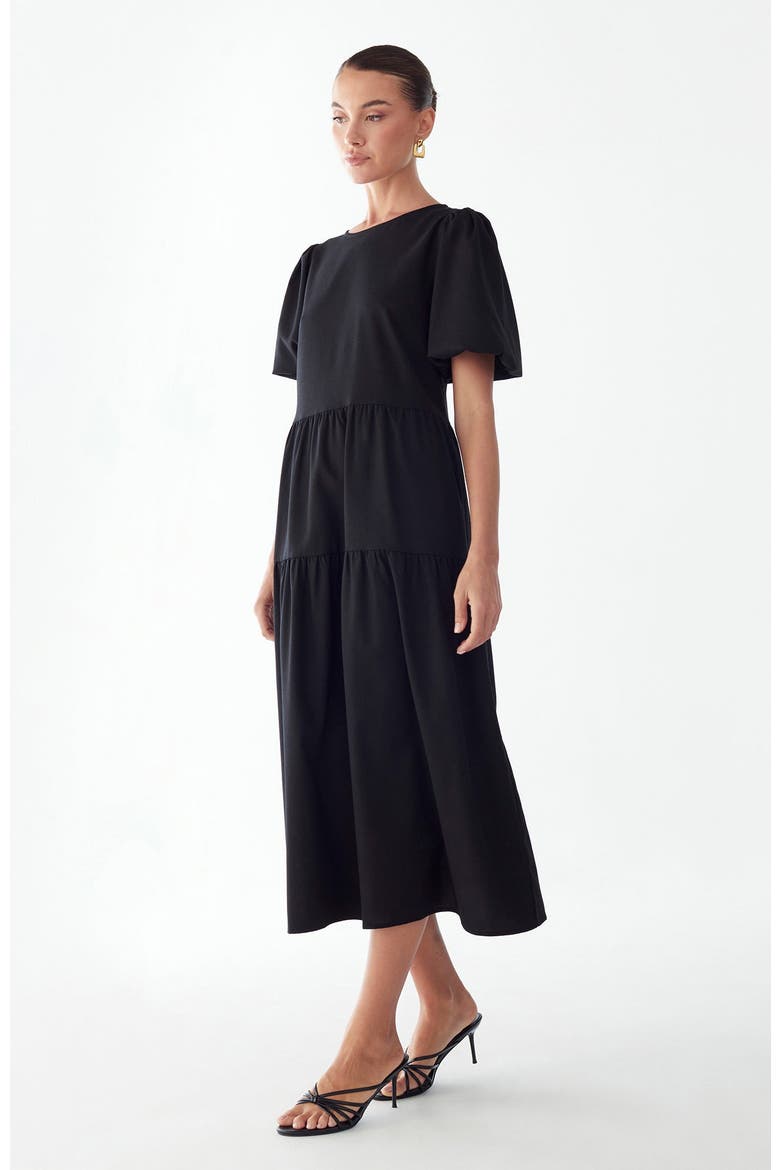 Sitia Midi Dress, Alternate, color, Black