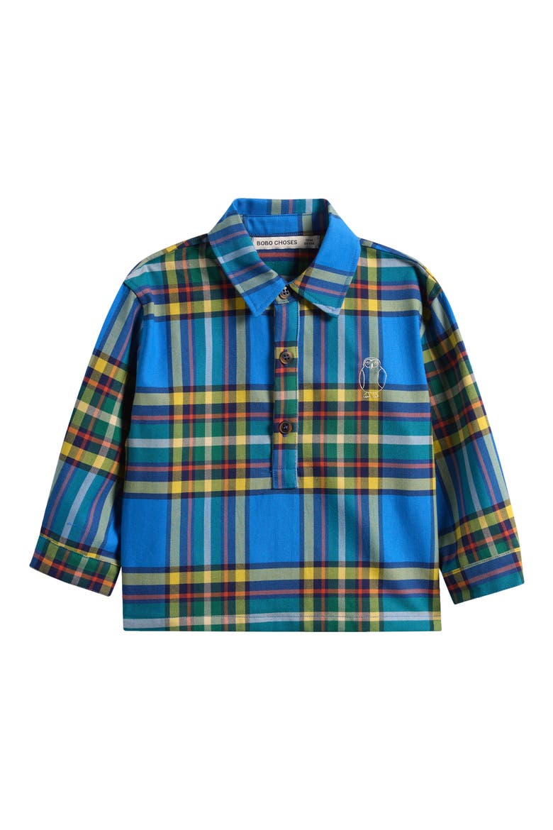 Plaid Cotton Shirt, Main, color, BLUE