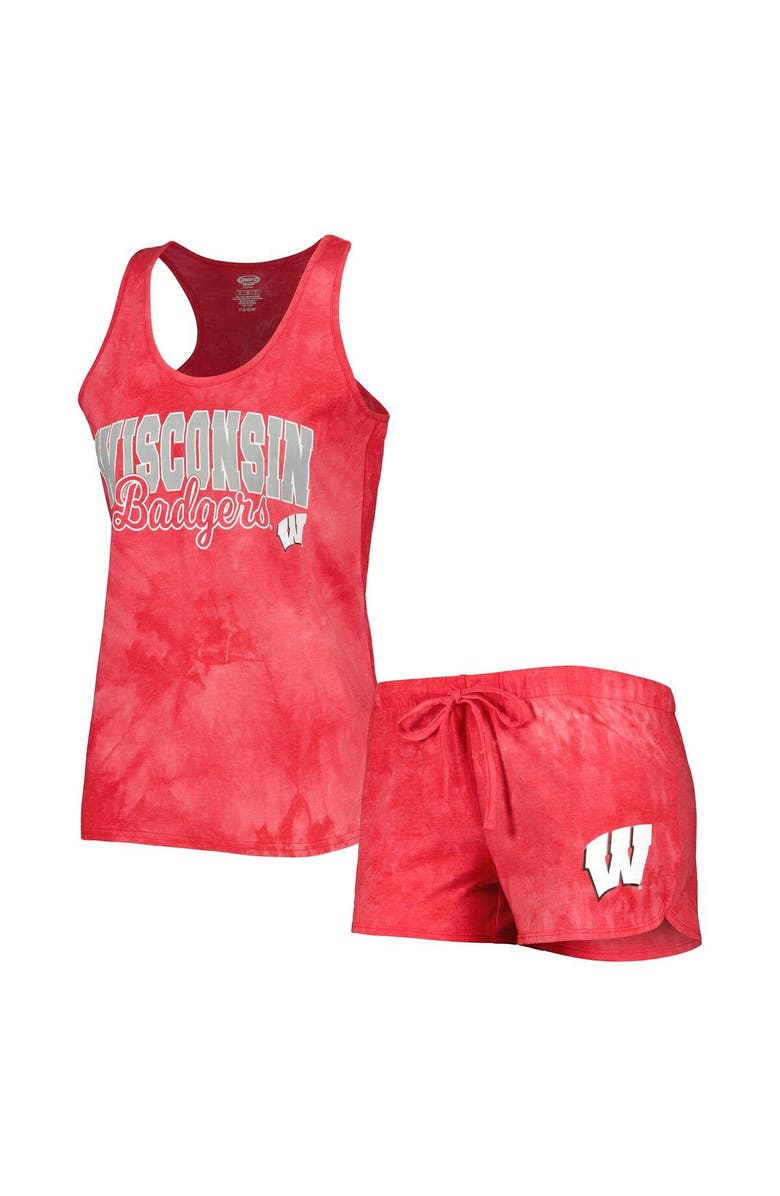 CONCEPTS SPORT Women's Concepts Sport Red Wisconsin Badgers Billboard Tie-Dye Tank and Shorts Sleep Set, Main, color, Red