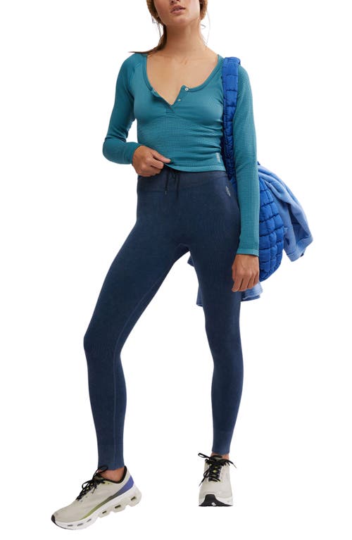Free People Fp Movement Bail Out Crop Thermal Knit Top In Blue
