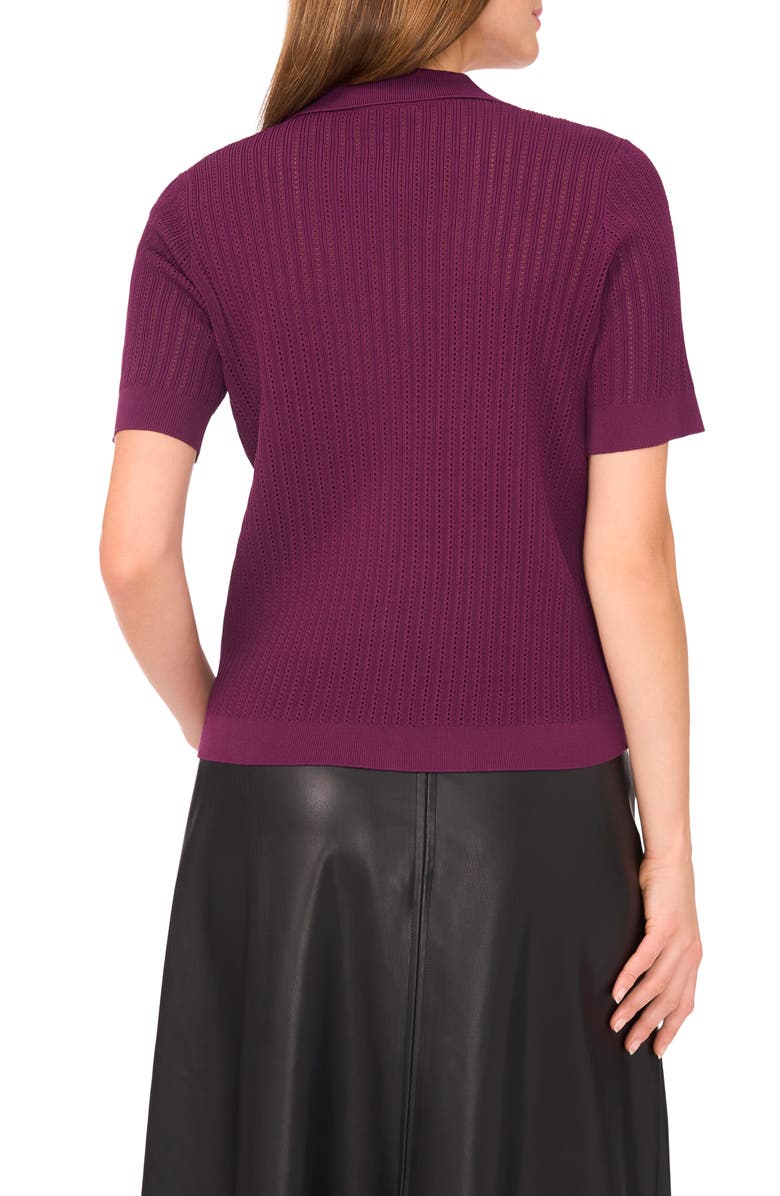 Vince Camuto Pointelle Short Sleeve Sweater, Alternate, color, Sweet Plum