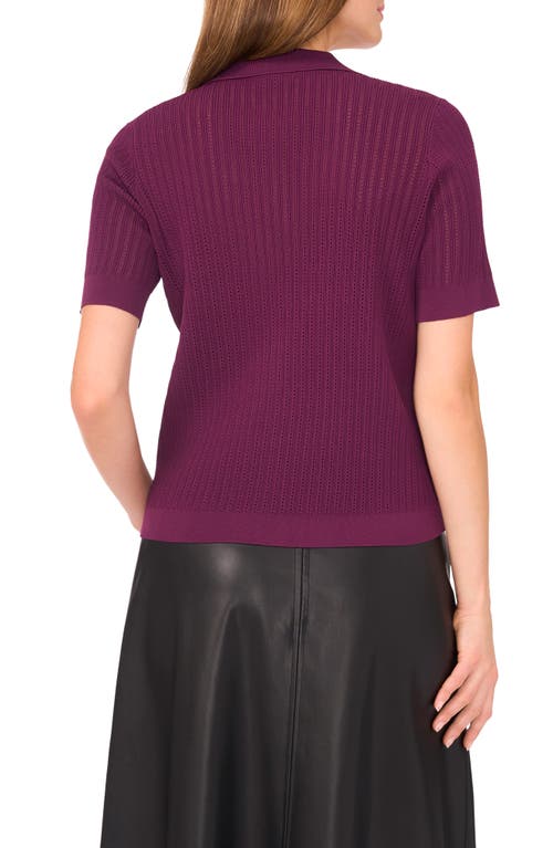 Vince Camuto Pointelle Short Sleeve Sweater In Purple
