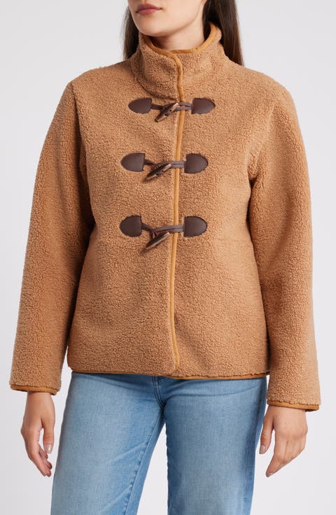 Toggle Front Faux Shearling Jacket