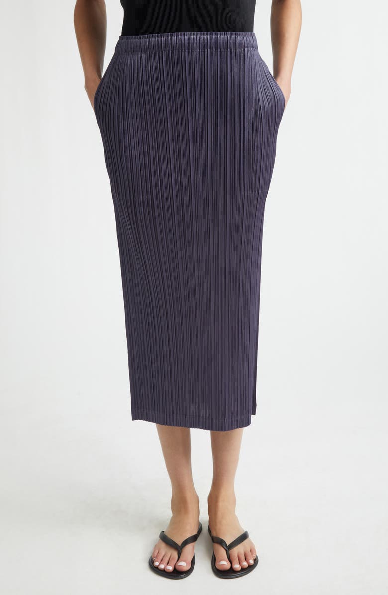 Pleats Please Issey Miyake Loop Pleated Skirt, Main, color, Dark Gray