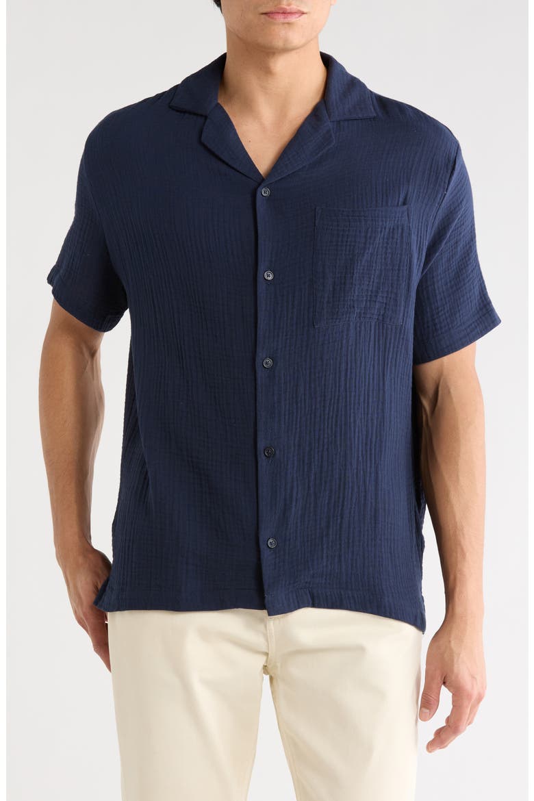 Gauze Camp Shirt, Main, color, NAVY