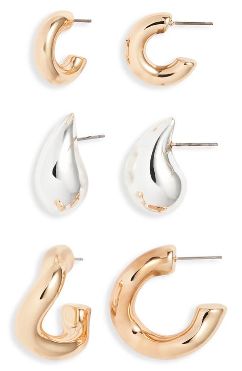Set of 3 Abstract Hoop Earrings