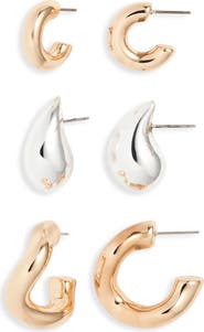 BP. Set of 3 Abstract Hoop Earrings
