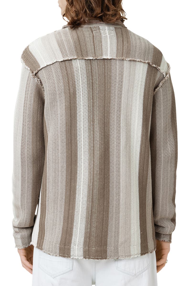 AllSaints Truck Stripe Knit Shirt Jacket, Alternate, color, Plaster Taupe