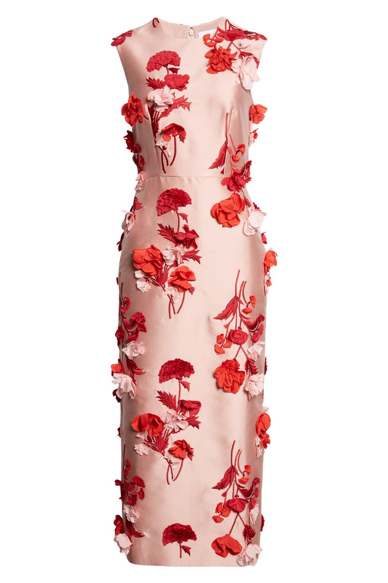 3D Floral Appliqué Mikado Gown, Alternate, color, BLUSH