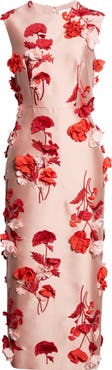 Erdem 3D Floral Appliqué Mikado Gown