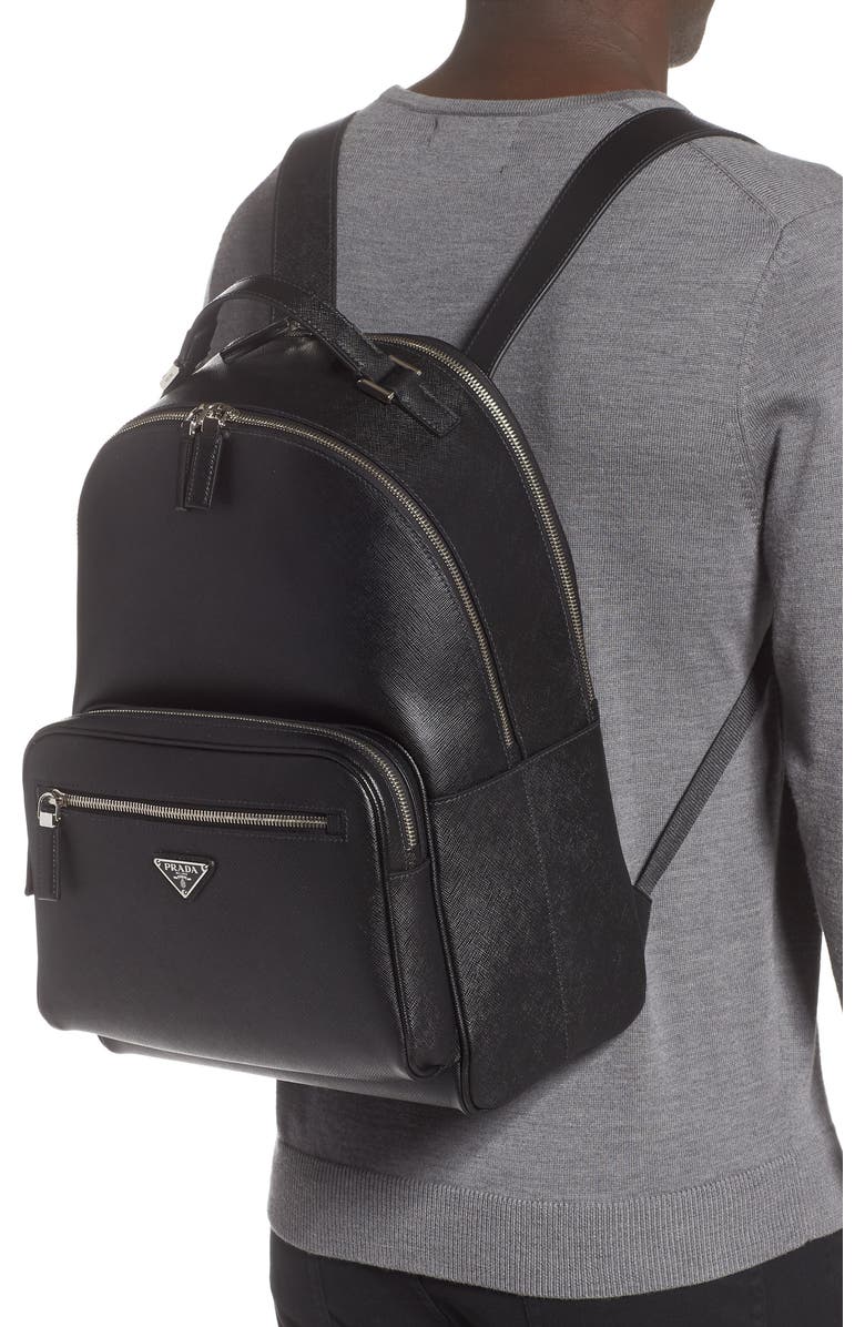 Prada Saffiano Leather Travel Backpack, Alternate, color,