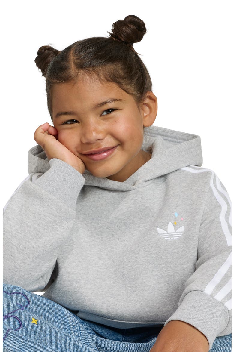 Kids' 3-Stripes Hoodie, Alternate, color, MED GREY HEATHER