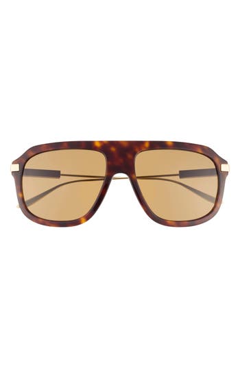 Gucci 57mm Aviator Sunglasses In Havana Gold Brown