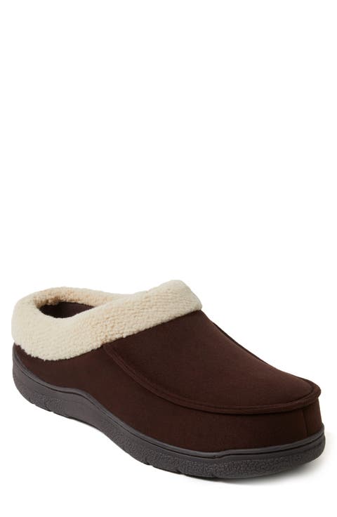 Microsuede Faux Shearling Slipper (Men)