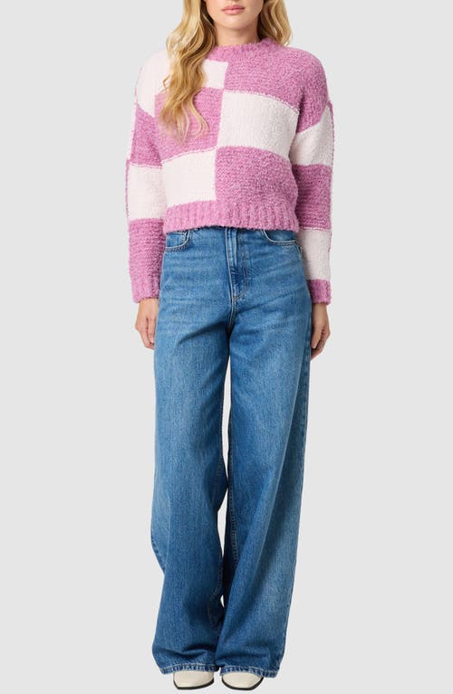 Lush Colorblock Checker Sweater In Purple