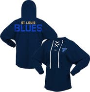 FANATICS Women's Fanatics Branded Navy St. Louis Blues Jersey Lace-Up V-Neck Long Sleeve Hoodie T-Shirt