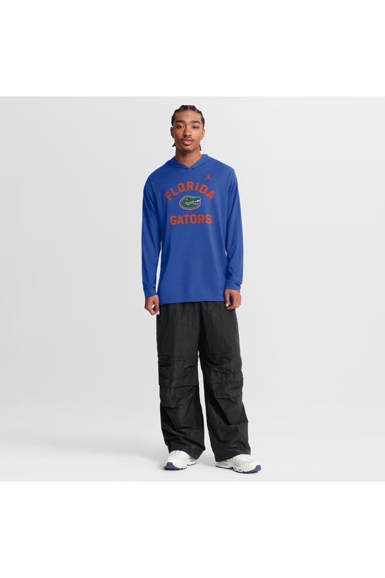 Men's Jordan Brand Royal Florida Gators Primetime Arch Tri-Blend Dri-FIT Long Sleeve Hooded T-Shirt, Alternate, color, Royal
