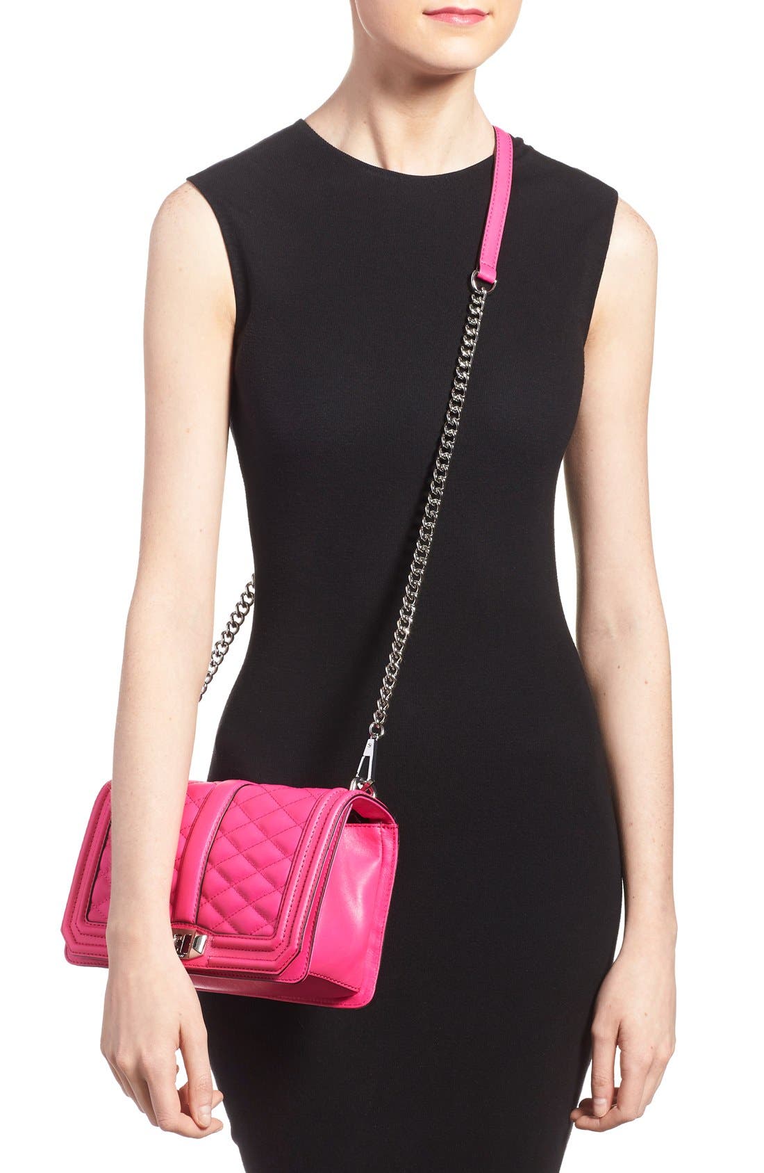 Love Leather Crossbody Bag, Alternate, color, FLAMINGO/ SILVER HRDWR