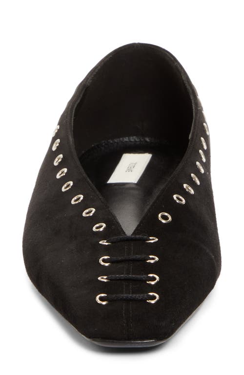 Totême Lace-up Eyelet-embellished Suede Ballet Flats In Pepper