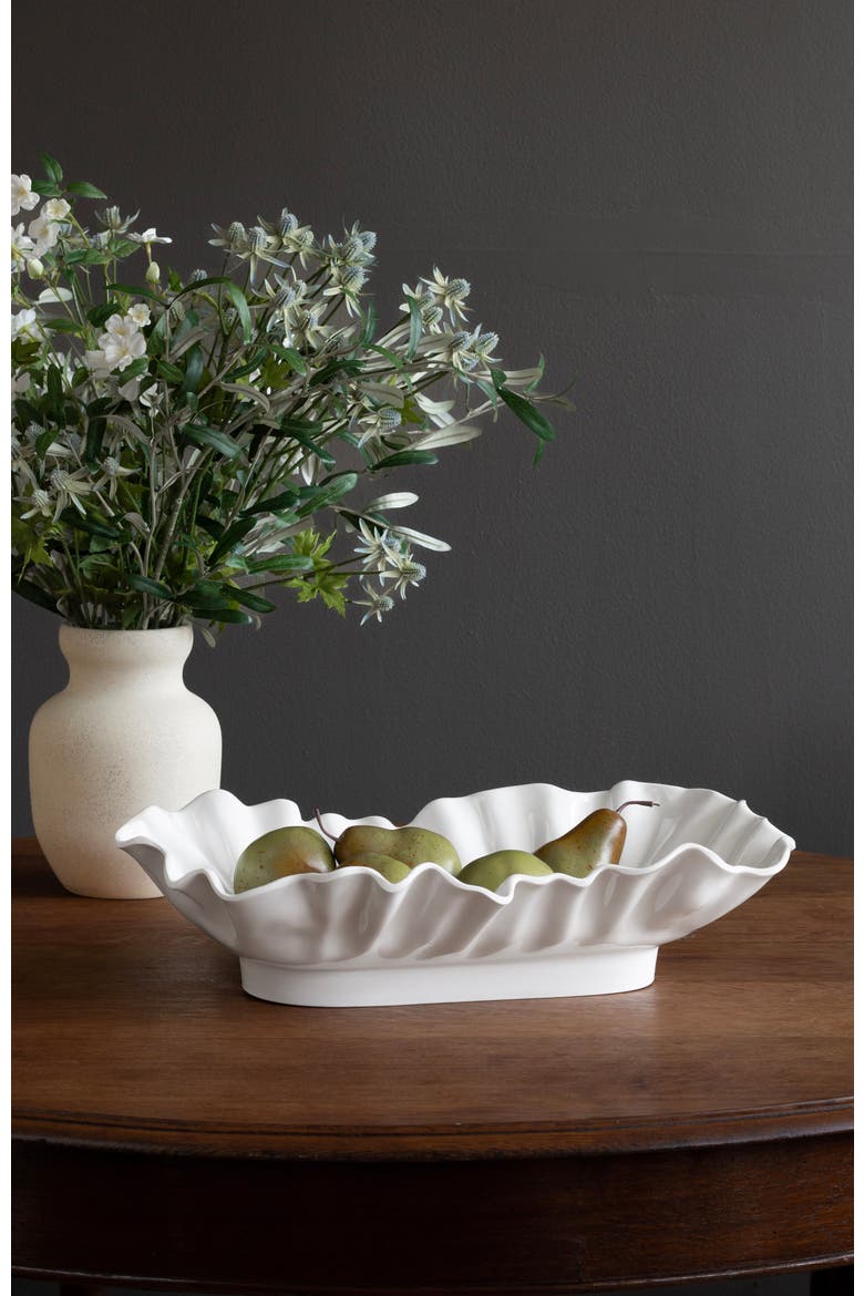 Vida Bloom Large Rectangular Bowl, Alternate, color, White
