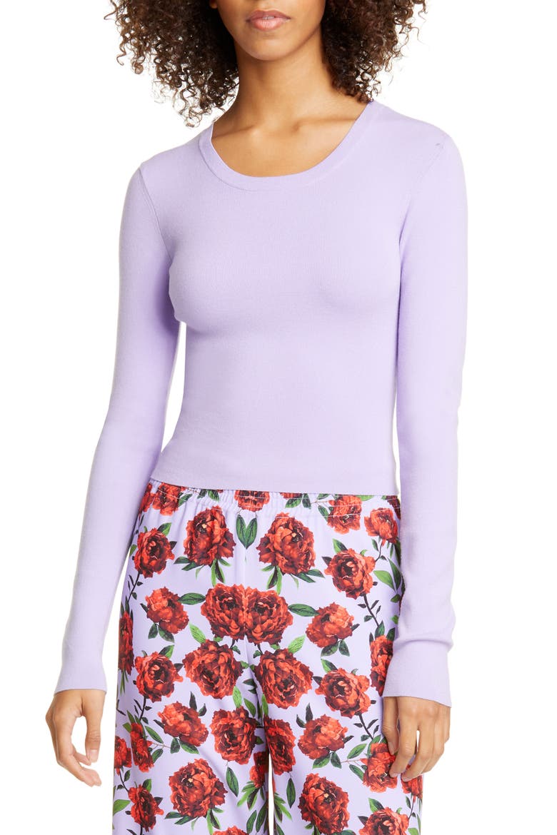 Ciara Ribbed Crop Sweater, Main, color, LAVENDER